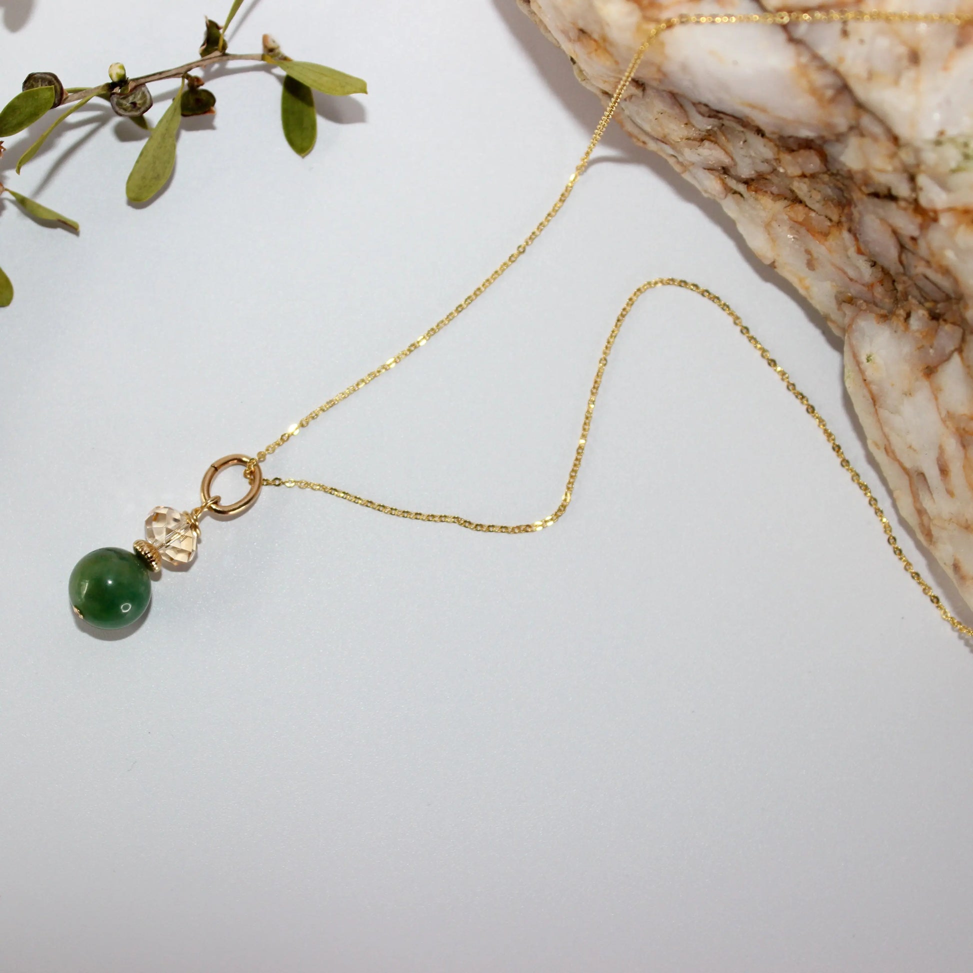 African Jade Gold Chain Necklace Earth n Spirit