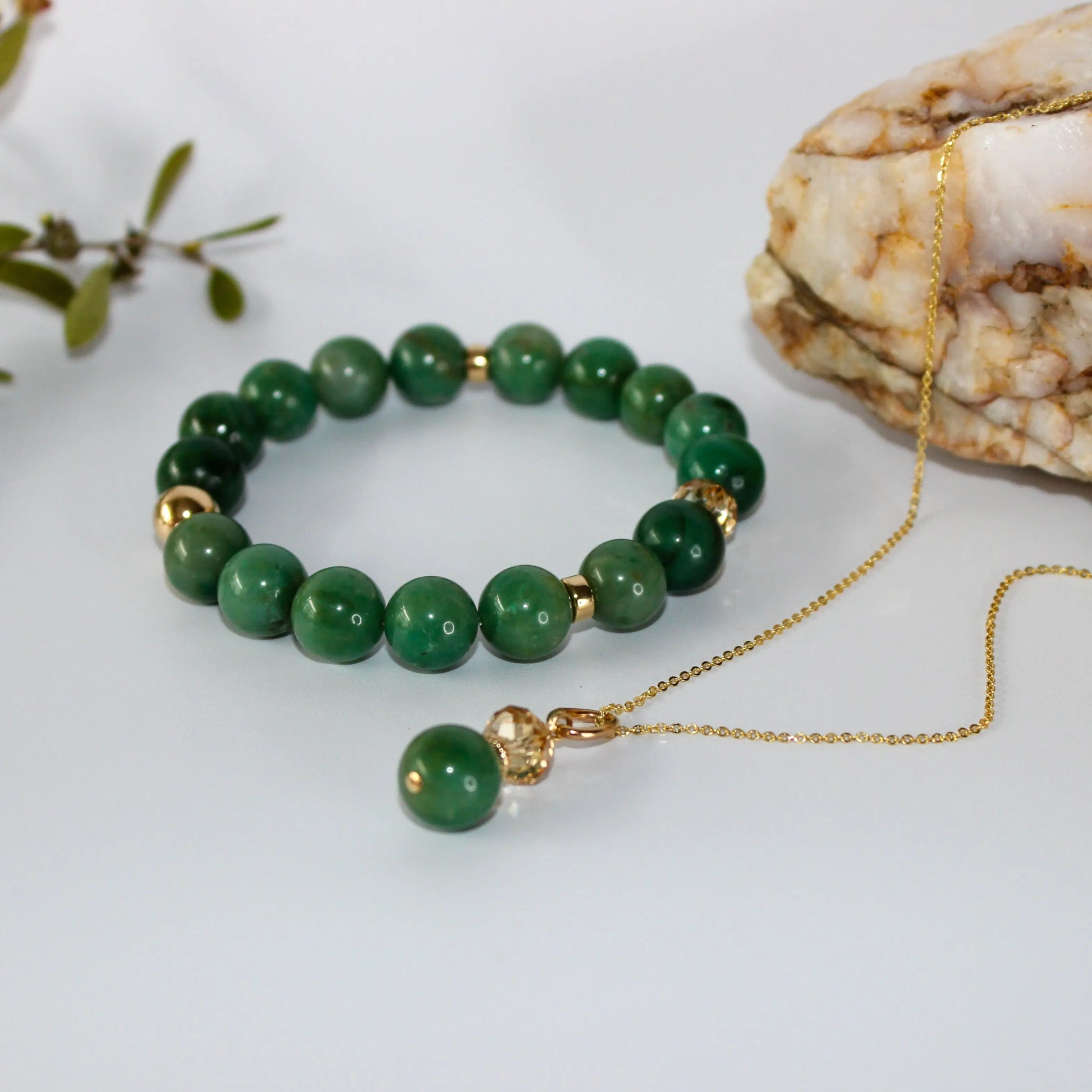 African Jade Gold Chain Necklace Earth n Spirit