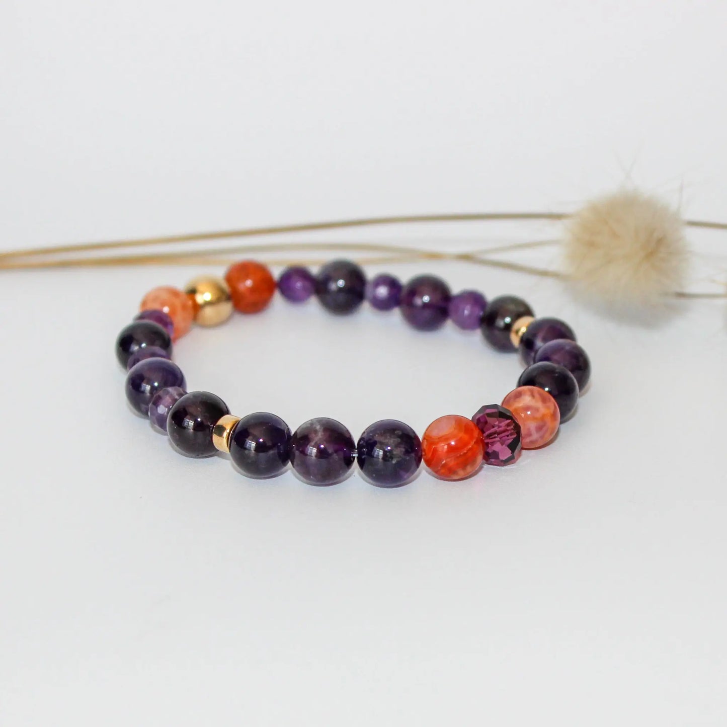 Amethyst, Fire Agate Gold Bracelet Earth n Spirit