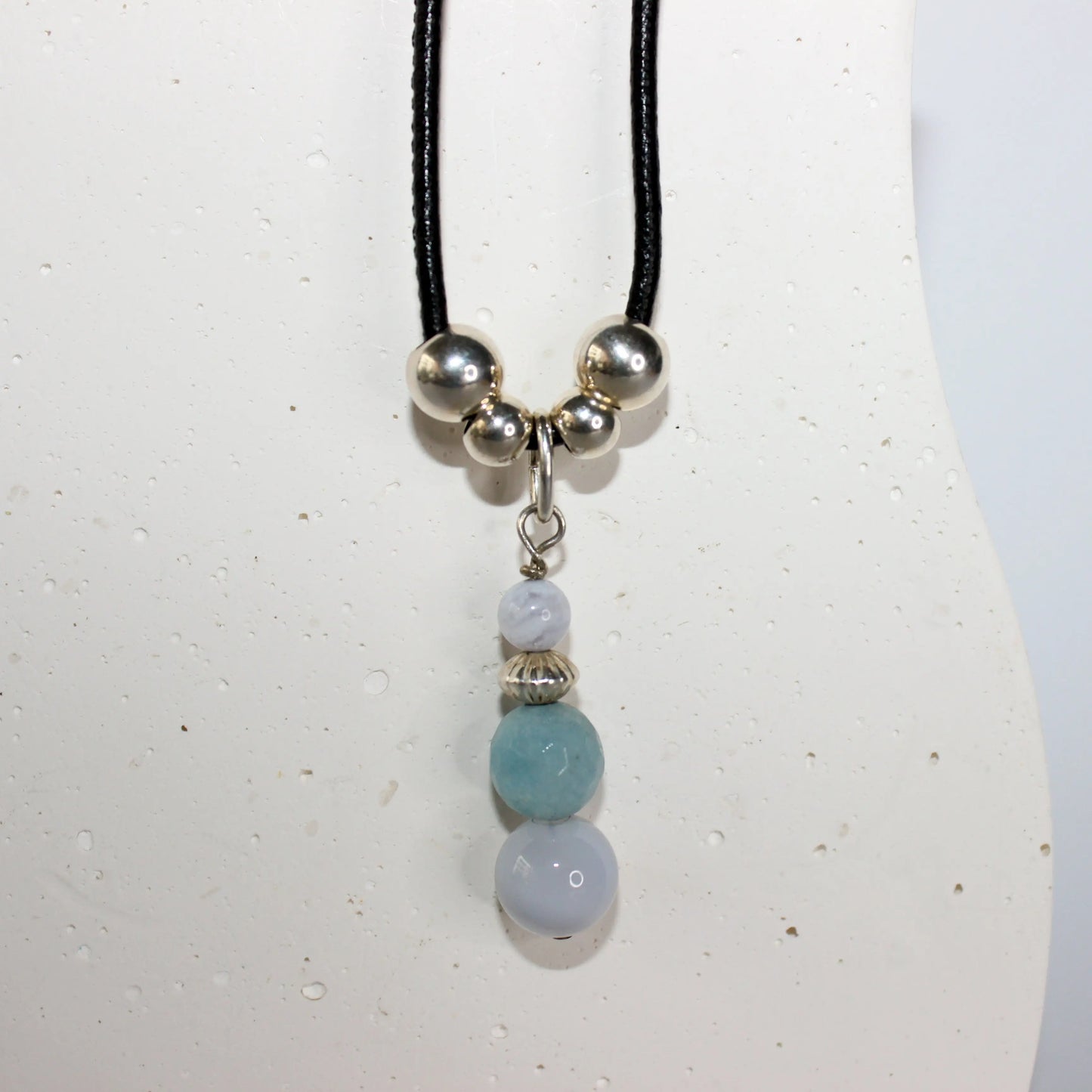 Blue Lace Agate Leather Necklace Earth n Spirit