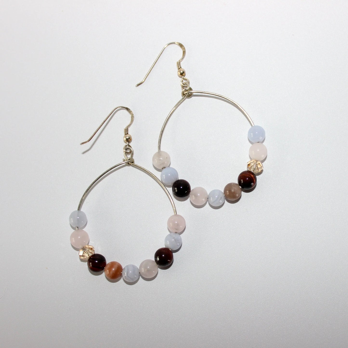 Blue Lace Agate, Moonstone Hoop Earrings Earth n Spirit