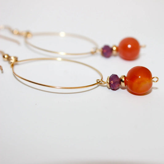 Carnelian Gold Hoops Earth n Spirit