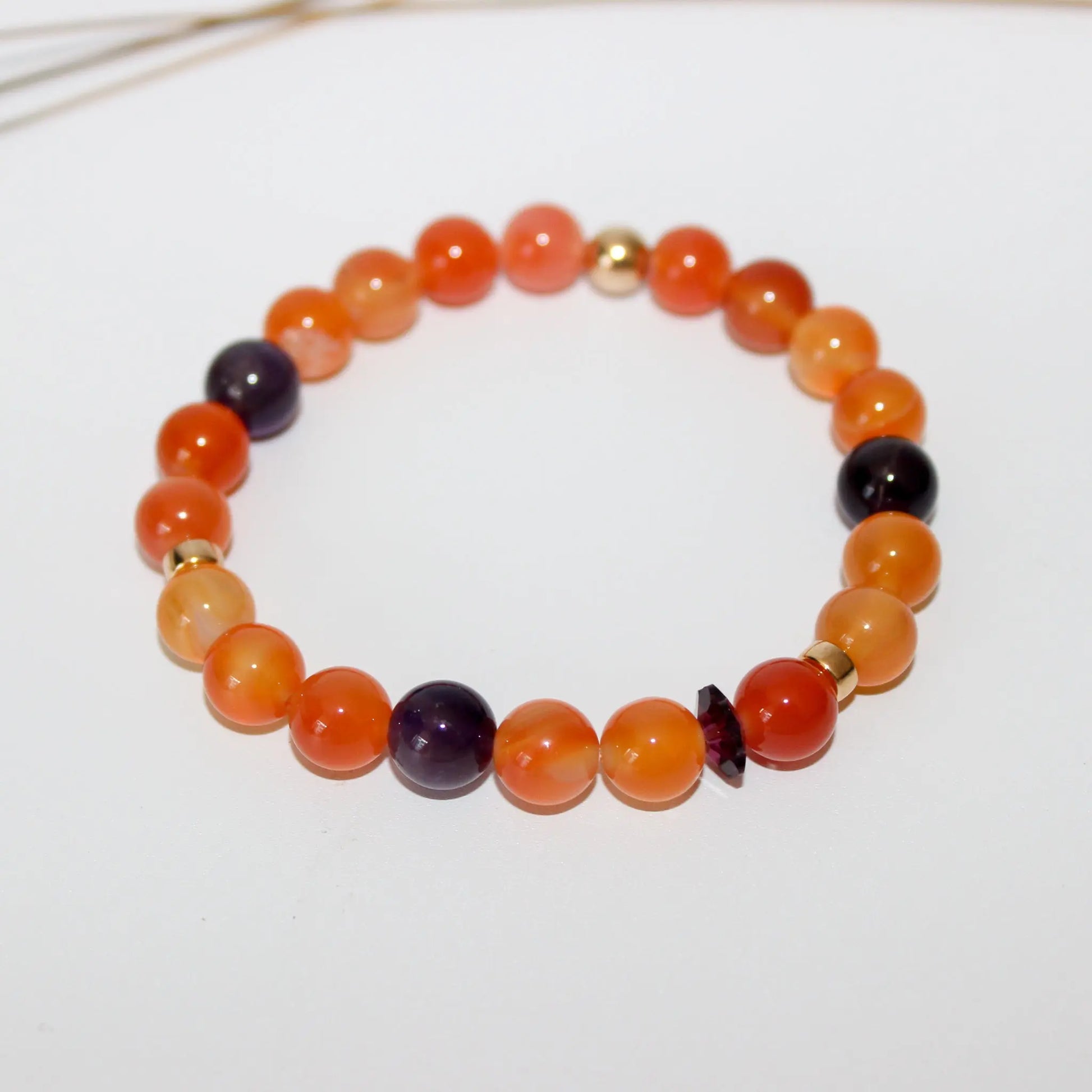 Carnelian, Amethyst Gold Bracelet Earth n Spirit