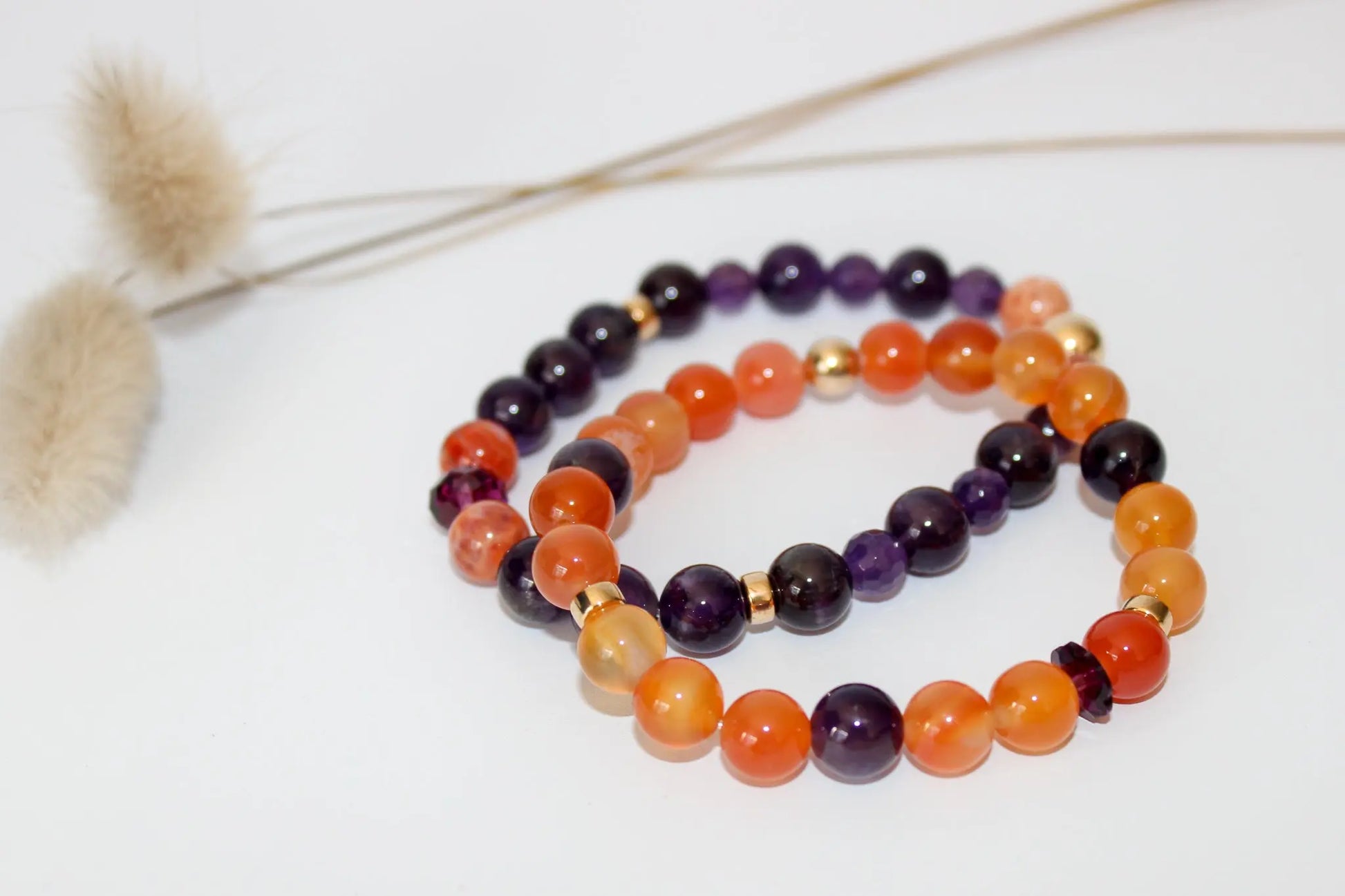 Carnelian, Amethyst Gold Bracelet Earth n Spirit