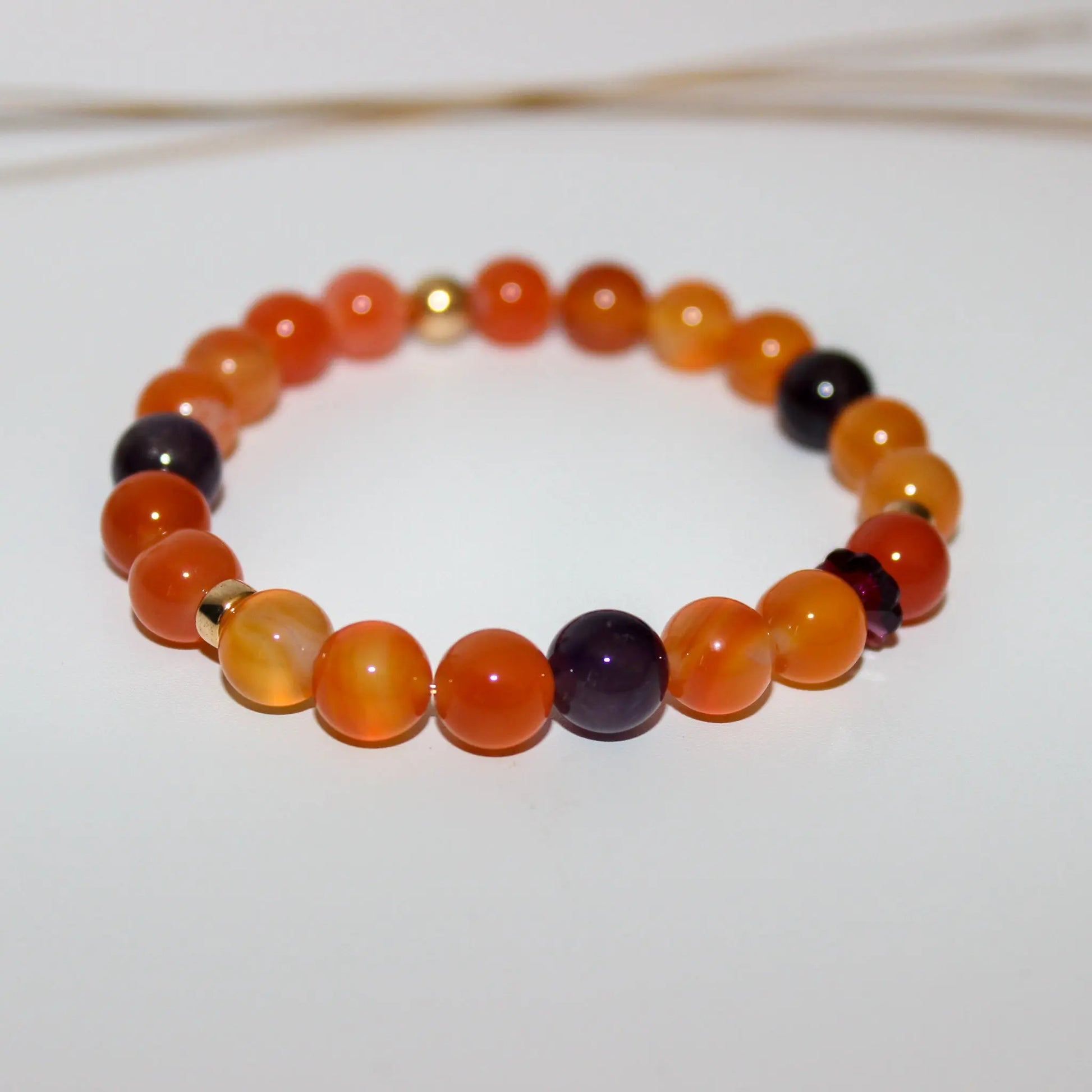 Carnelian, Amethyst Gold Bracelet Earth n Spirit