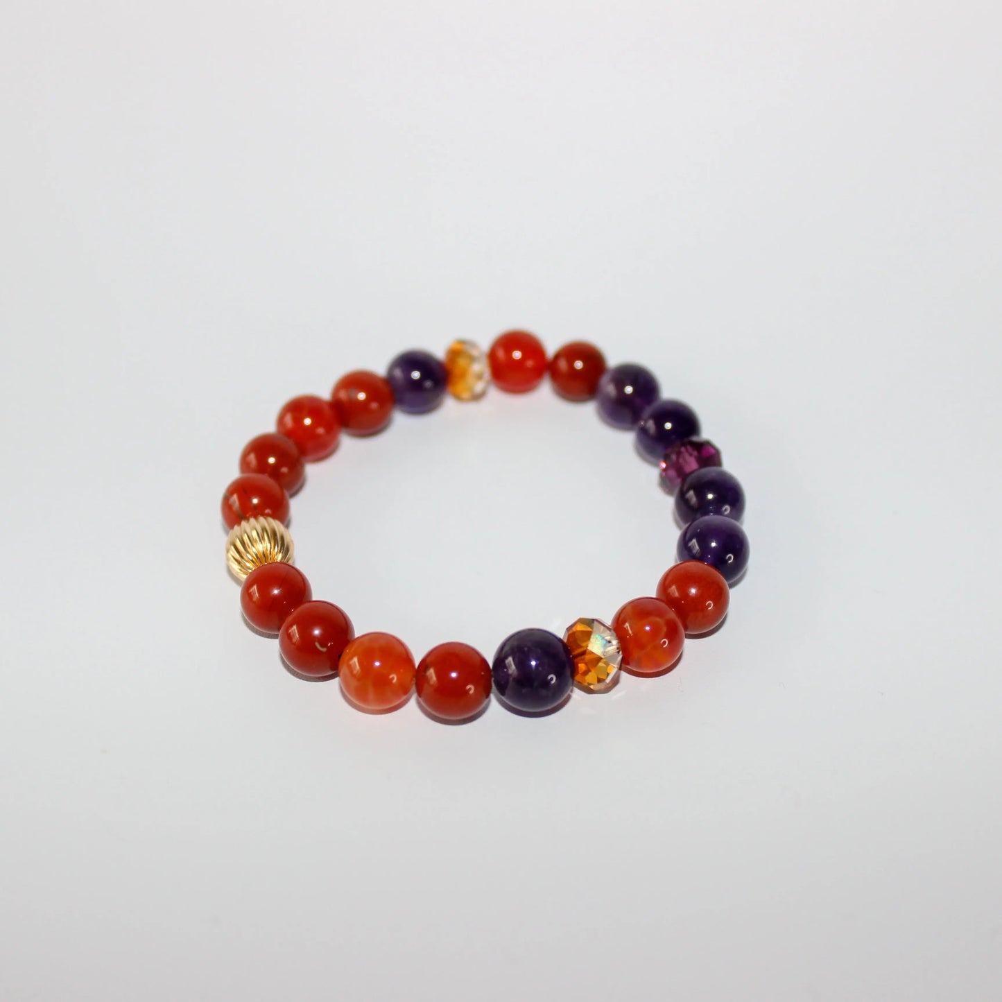 Fire Agate, Amethyst, Agate Gold Bracelet Earth n Spirit