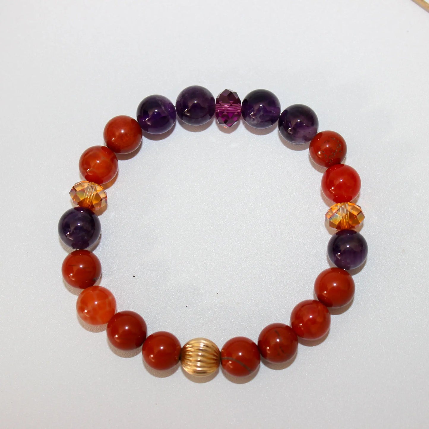 Fire Agate, Amethyst, Agate Gold Bracelet Earth n Spirit