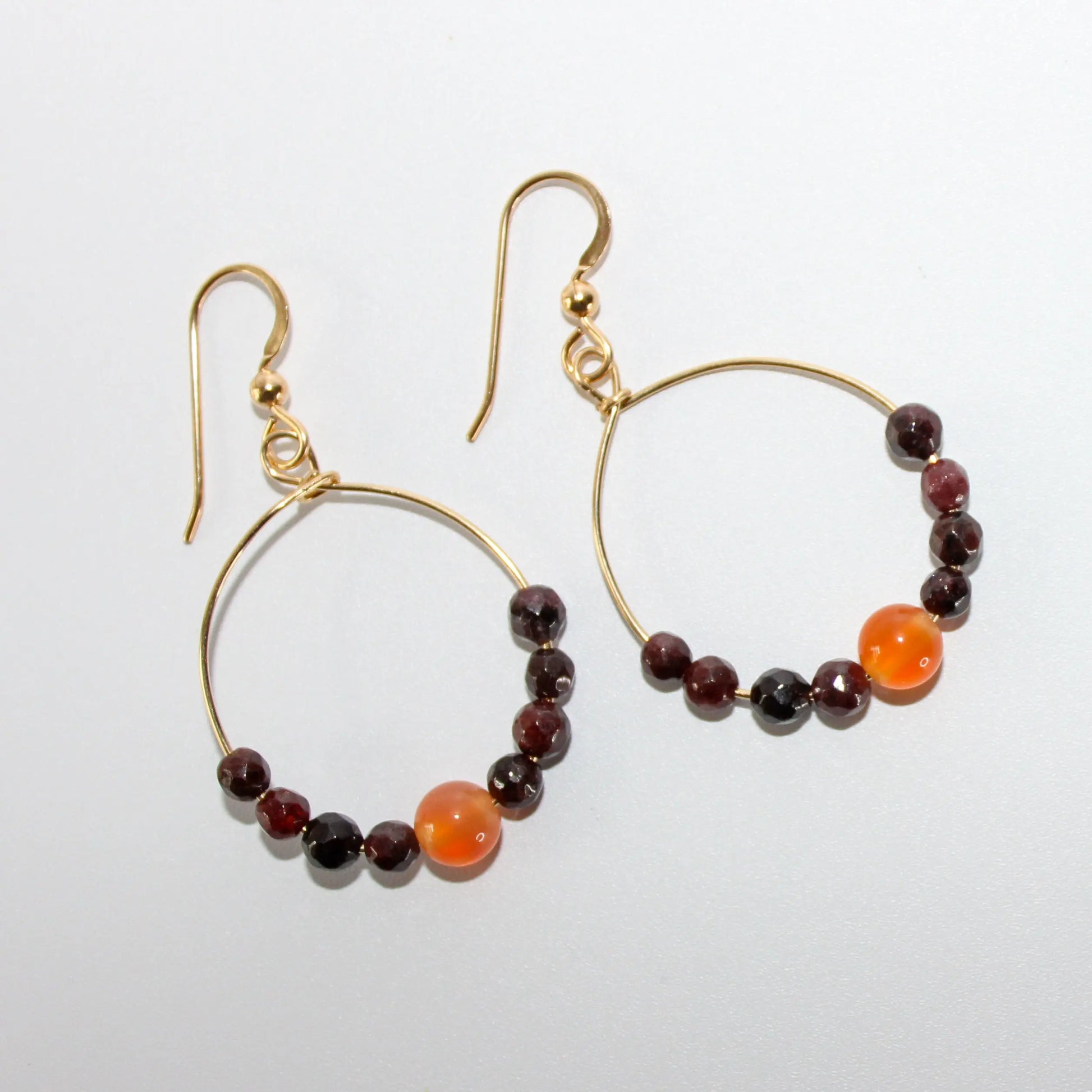 Garnet Gold Hoops Earth n Spirit