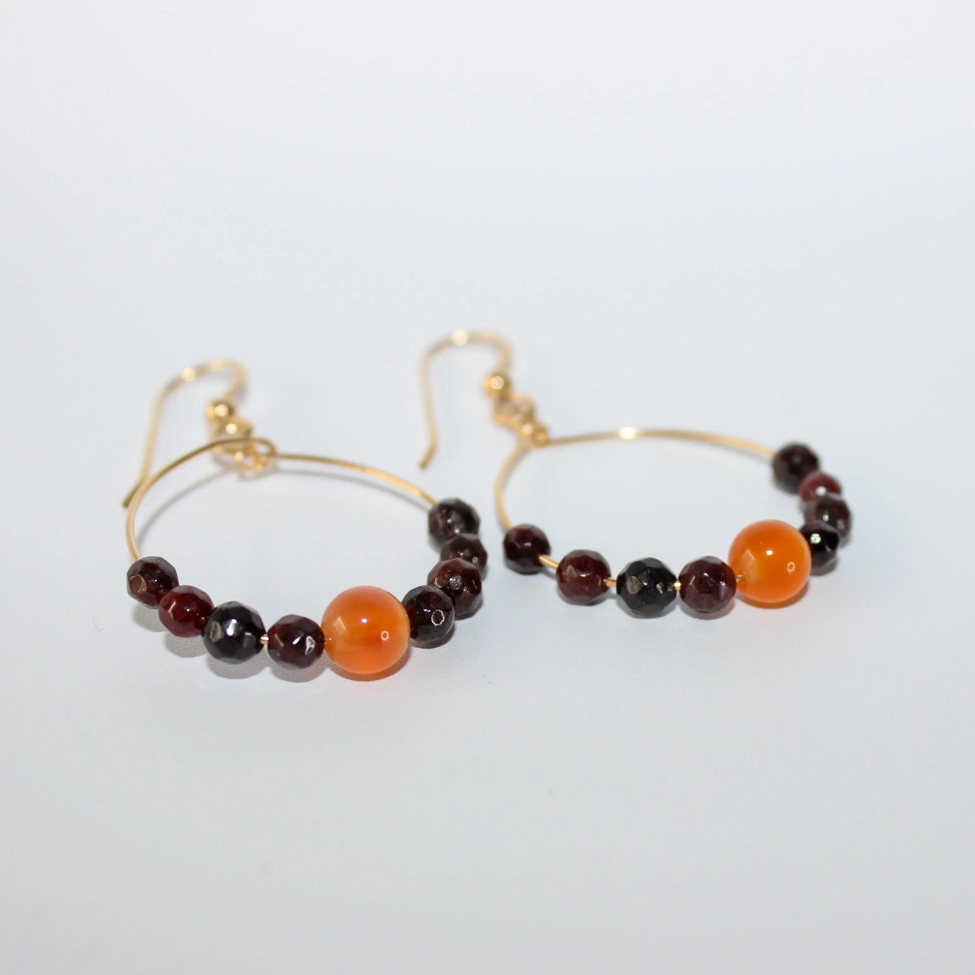 Garnet Gold Hoops Earth n Spirit