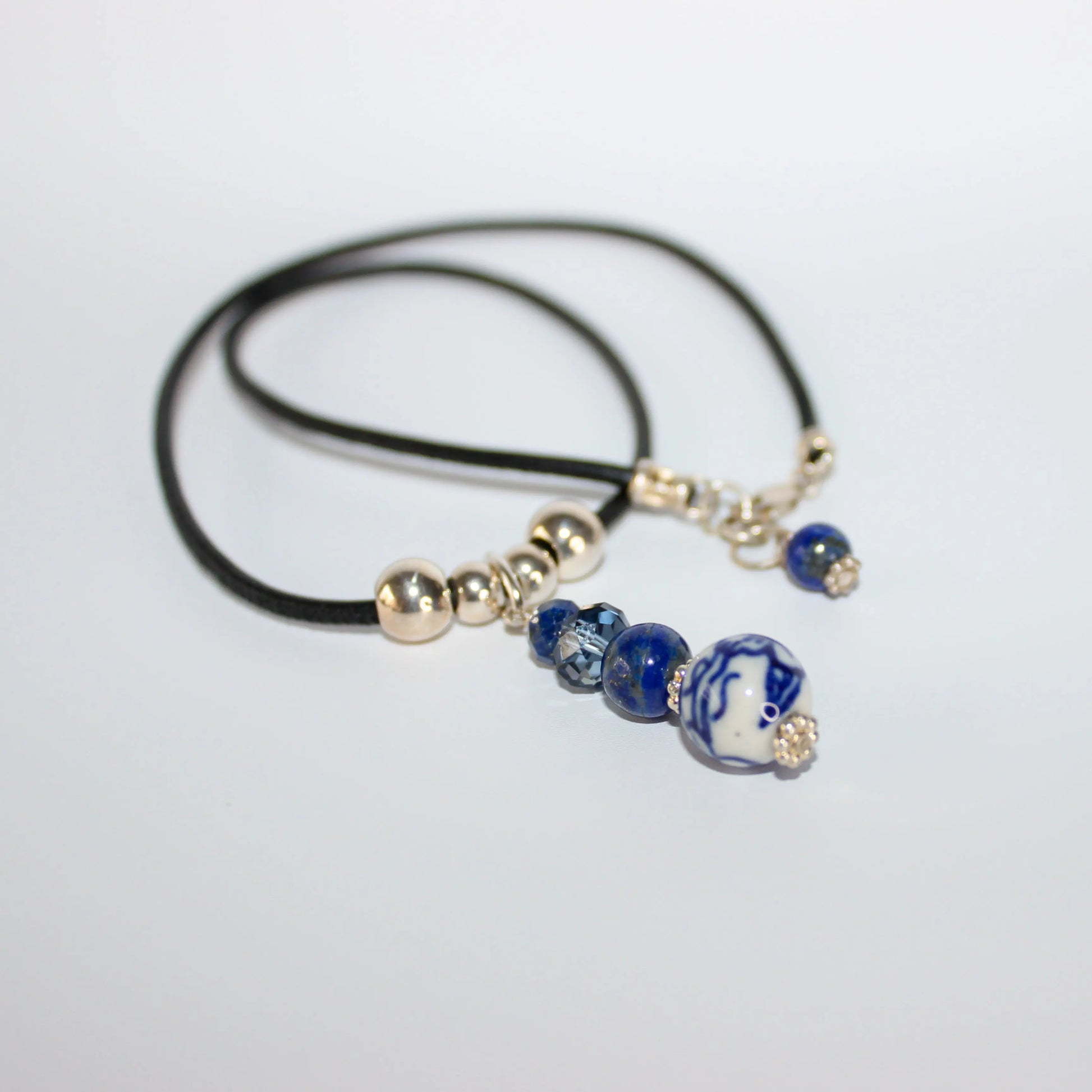 Lapis Lazuli, ceramic leather necklace Earth n Spirit