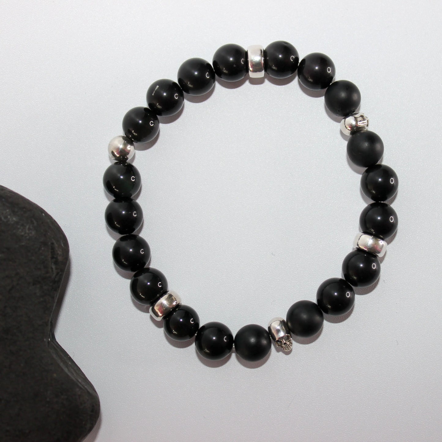 Obsidian Skull Bracelet Earth n Spirit