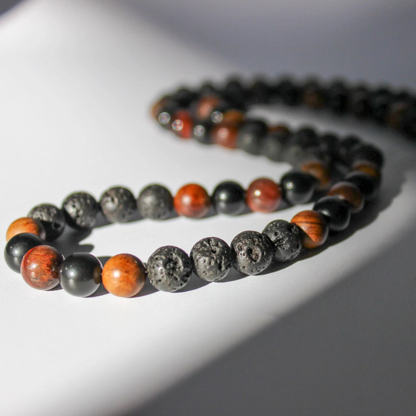 Obsidian, Sandalwood, Lava Stone Necklace Earth n Spirit