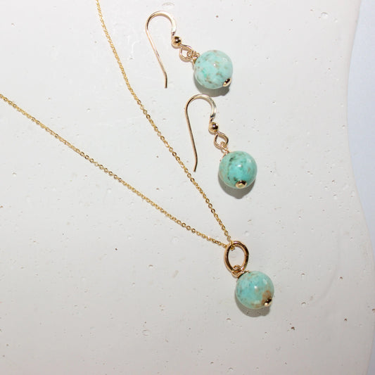 Peruvian Turquoise gold chain set Earth n Spirit