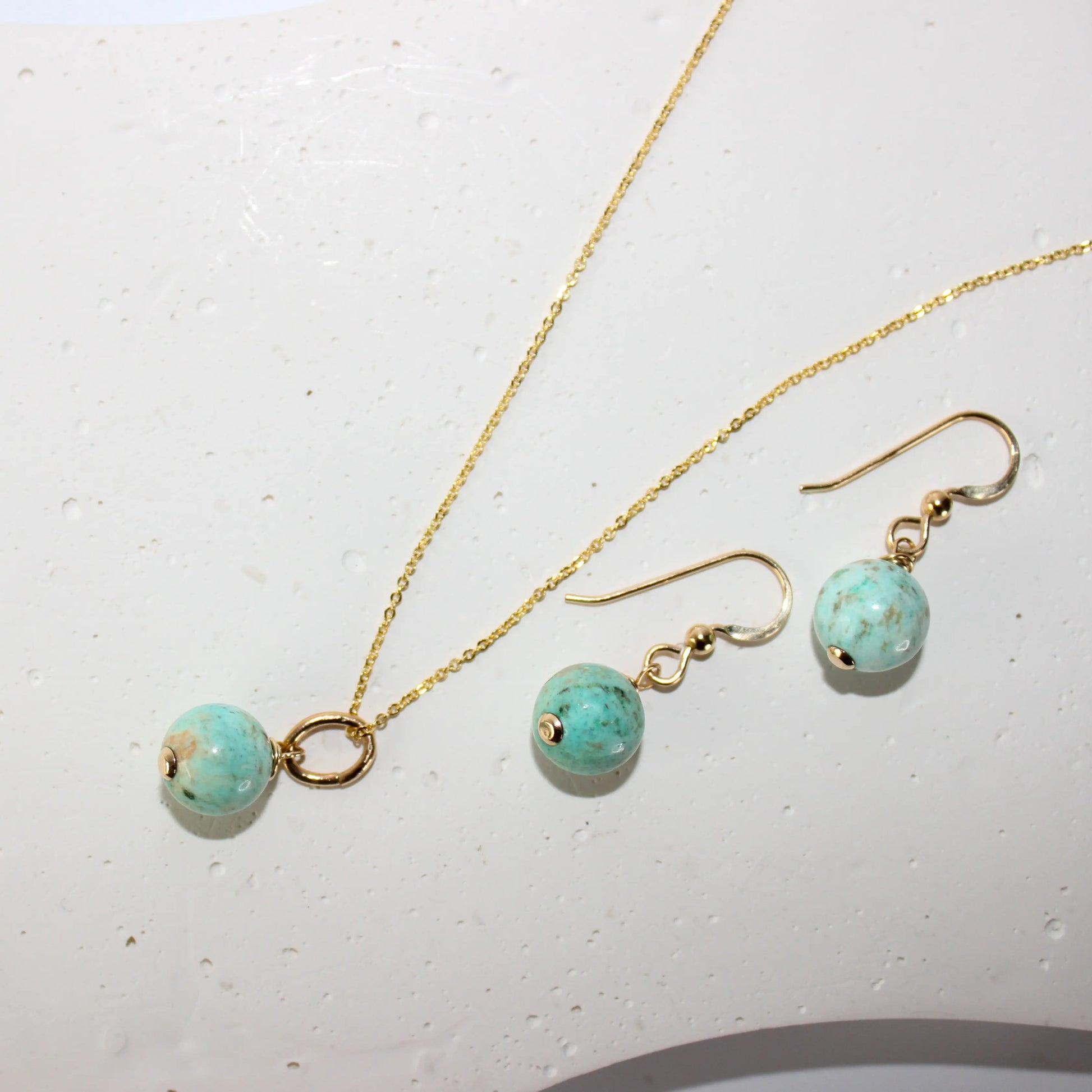 Peruvian Turquoise gold chain set Earth n Spirit