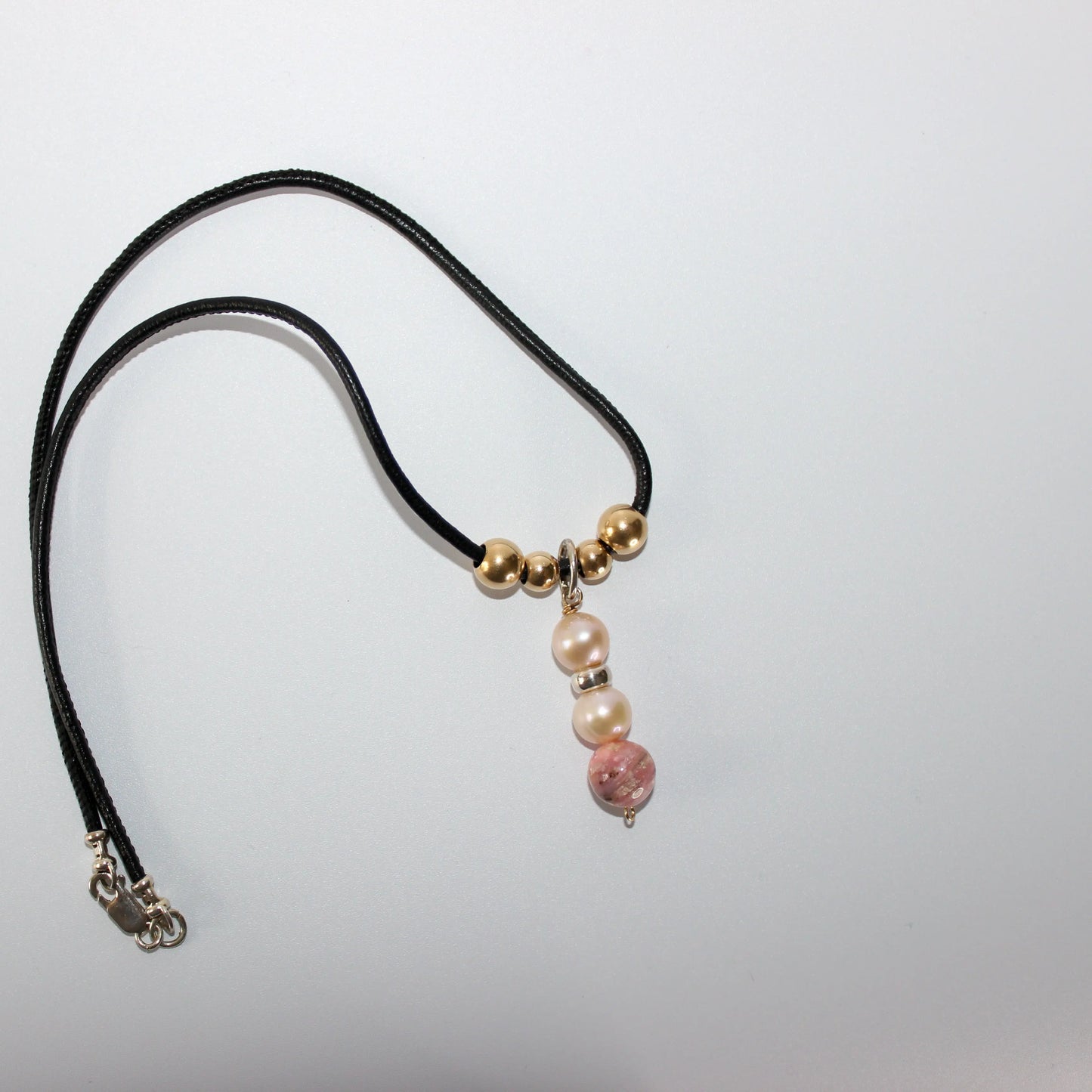 Pink Opal and Pearl leather necklace Earth n Spirit