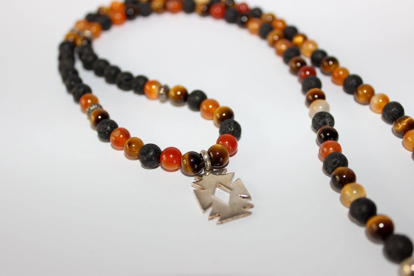 Tiger Eye, Carnelian  and Lava Stone Necklace Earth n Spirit