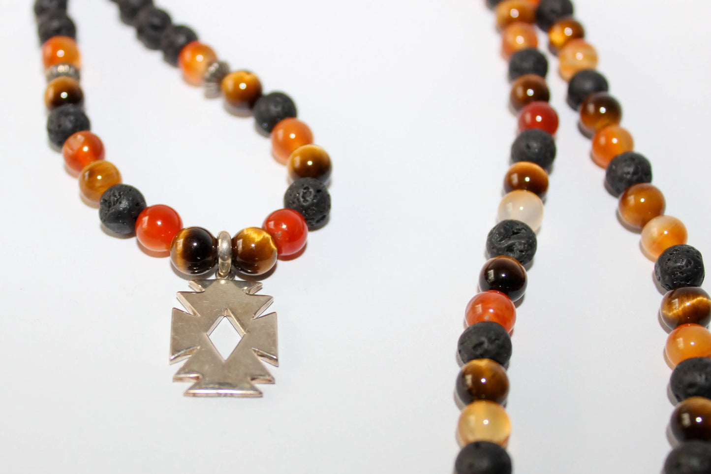 Tiger Eye, Carnelian  and Lava Stone Necklace Earth n Spirit